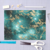 Weltraummarmor Black Green Starry Night Golden Seidenpapier (Handwerk)