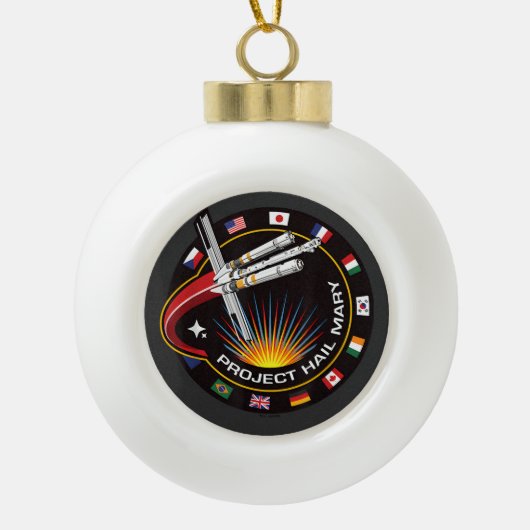 Weltraummissionsabzeichen Keramik Kugel-Ornament (Vorderseite)