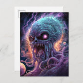 Weltraummonster Horror Art Postkarte (Vorne/Hinten)
