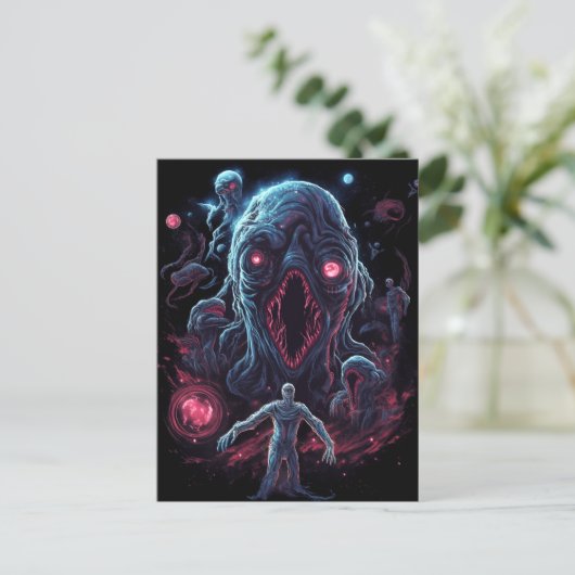 Weltraummonster Horror Postkarte (Stehend Vorderseite)