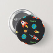 Weltraummuster auf schwarz button (Vorne & Hinten)