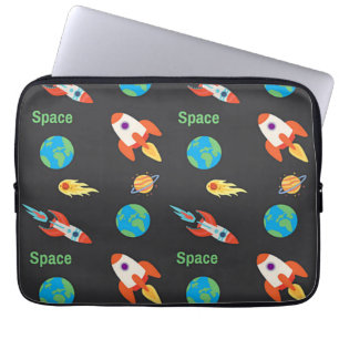Weltraummuster auf Schwarz Laptopschutzhülle