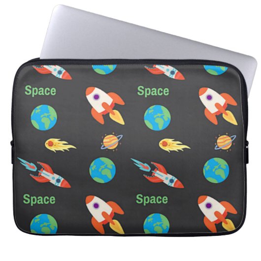 Weltraummuster auf schwarz laptopschutzhülle (Vorderseite)
