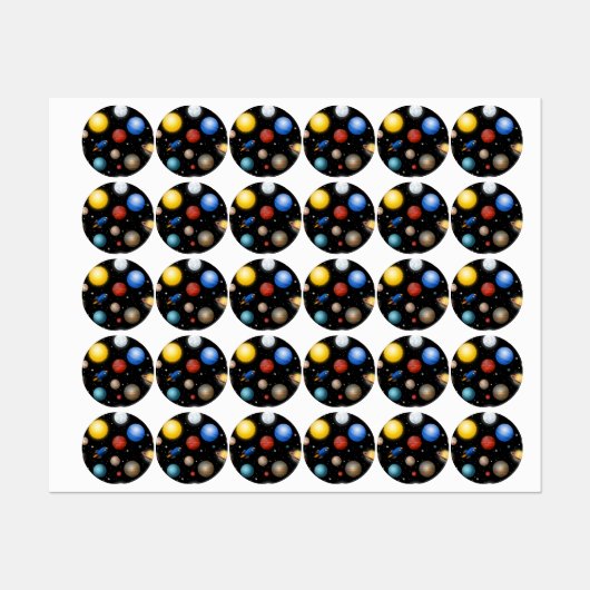 Weltraummuster Etiketten (Blatt)