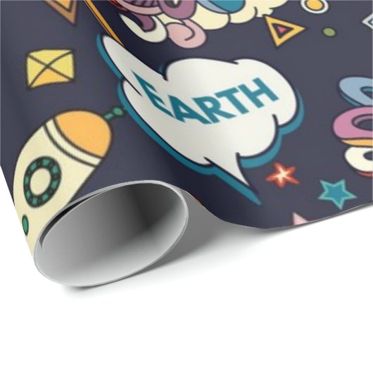 Weltraummuster Geschenkpapier (Rolleneckpunkt)