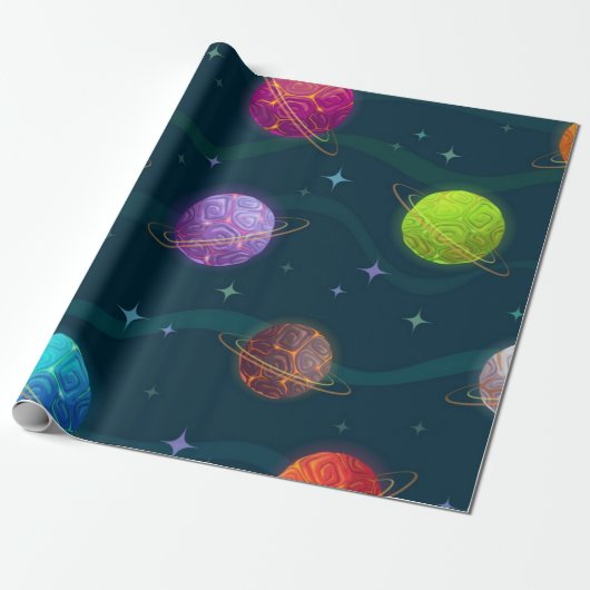 Weltraummuster Geschenkpapier (Ungerollt)
