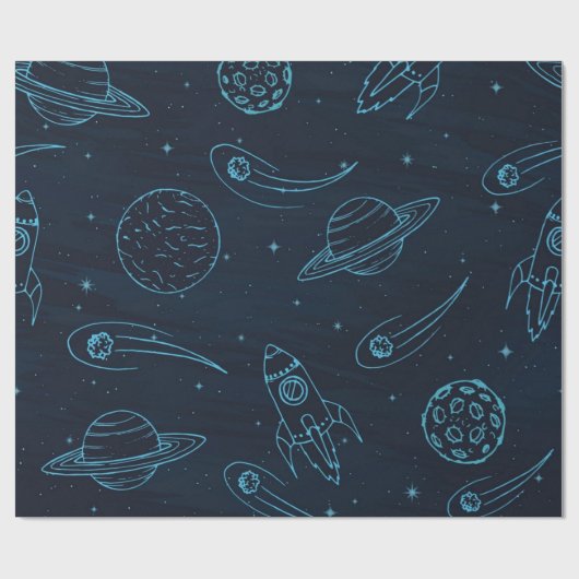 Weltraummuster Geschenkpapier (Flach)