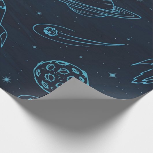 Weltraummuster Geschenkpapier (Ecke)