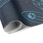 Weltraummuster Geschenkpapier (Rolleneckpunkt)