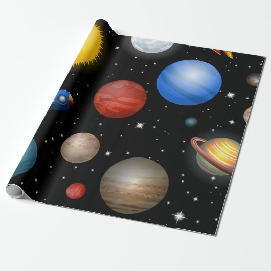 Weltraummuster Geschenkpapier (Ungerollt)