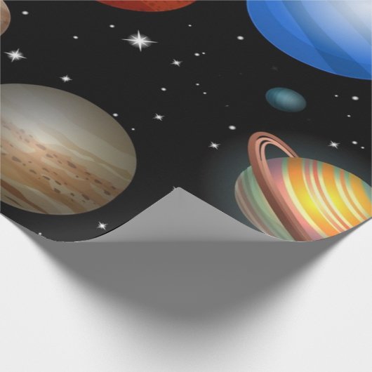 Weltraummuster Geschenkpapier (Ecke)