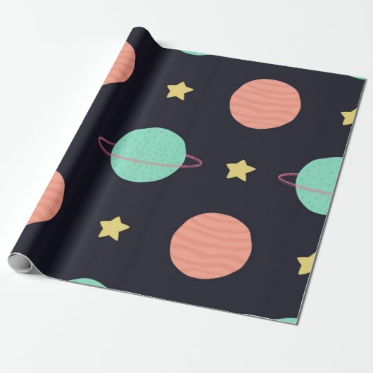 Weltraummuster Geschenkpapier (Ungerollt)