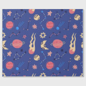 Weltraummuster Geschenkpapier (Flach)