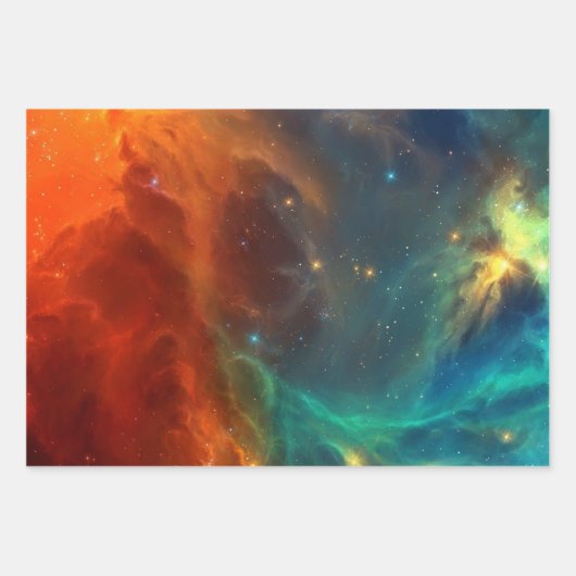 Weltraummuster Geschenkpapier Set (Vorderseite)