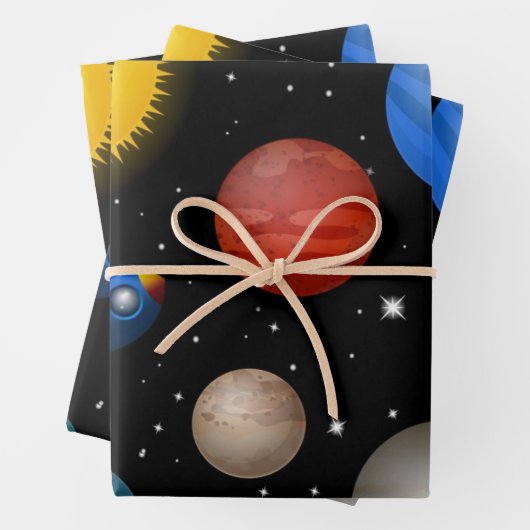 Weltraummuster Geschenkpapier Set (Beispiel)