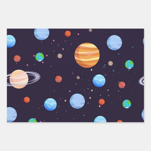 Weltraummuster Geschenkpapier Set (Vorderseite 3)
