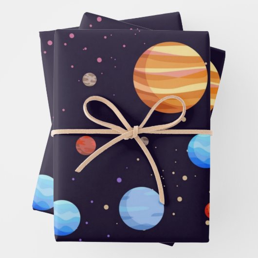 Weltraummuster Geschenkpapier Set (Beispiel)
