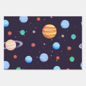 Weltraummuster Geschenkpapier Set (Vorderseite)