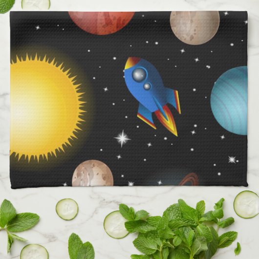 Weltraummuster Geschirrtuch (Gefaltet)