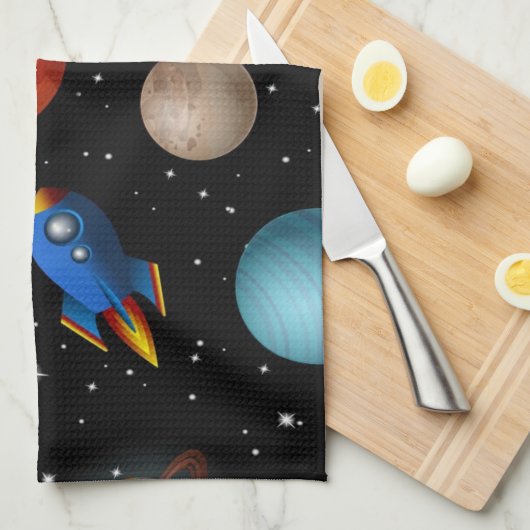 Weltraummuster Geschirrtuch (Viertel Falte)