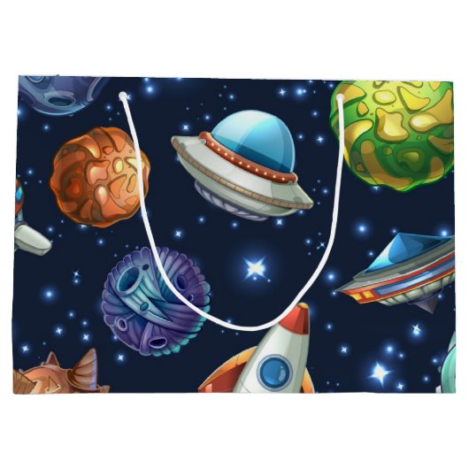 Weltraummuster Große Geschenktüte (Rückseite)