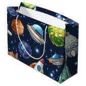 Weltraummuster Große Geschenktüte (Rückseite Schrägansicht)