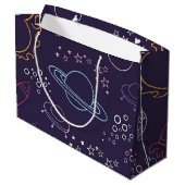 Weltraummuster Große Geschenktüte (Rückseite Schrägansicht)