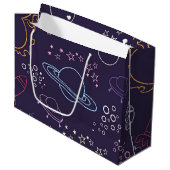 Weltraummuster Große Geschenktüte (Vorderseite Schrägansicht)