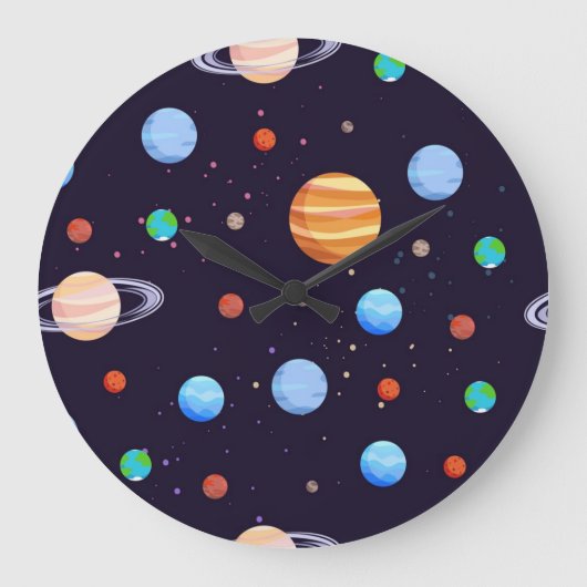 Weltraummuster Große Wanduhr (Vorderseite)