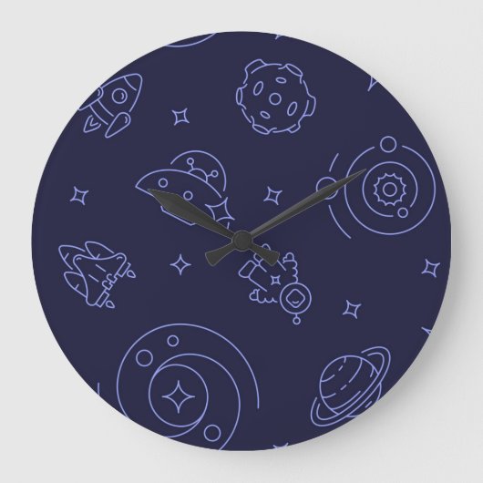 Weltraummuster Große Wanduhr (Vorderseite)