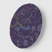 Weltraummuster Große Wanduhr (Winkel)