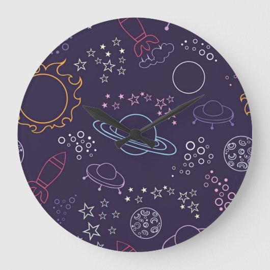 Weltraummuster Große Wanduhr (Vorderseite)