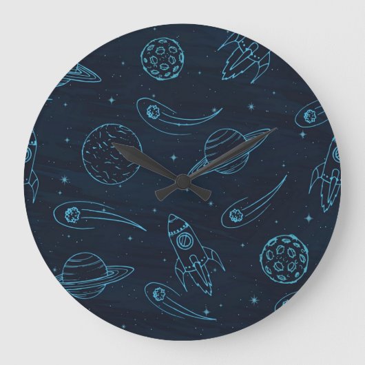 Weltraummuster Große Wanduhr (Vorderseite)