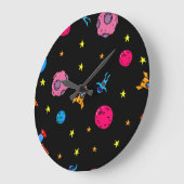 Weltraummuster Große Wanduhr (Winkel)