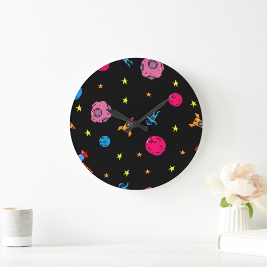 Weltraummuster Große Wanduhr (Zuhause)