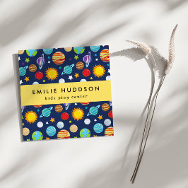 Weltraummuster, Kinderspielzentrum, Aktivitätszent Quadratische Visitenkarte