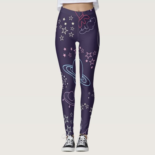 Weltraummuster Leggings (Vorderseite)