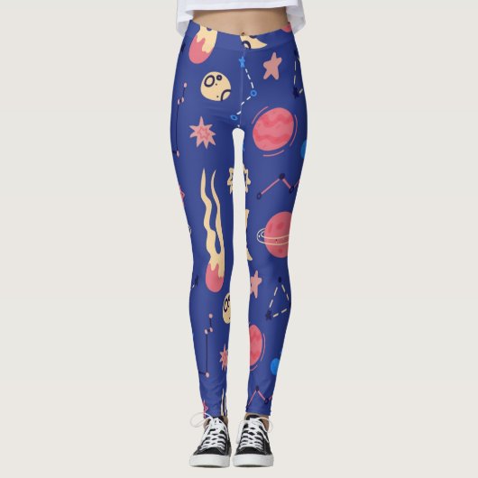 Weltraummuster Leggings (Vorderseite)
