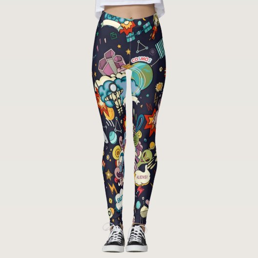 Weltraummuster Leggings (Vorderseite)