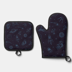Weltraummuster Ofenhandschuh & Topflappen-Set