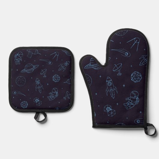 Weltraummuster Ofenhandschuh & Topflappen-Set (Vorderseite)