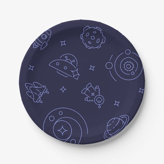 Weltraummuster Pappteller (Vorderseite)