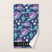 Weltraummuster, Planeten, Sterne, Galaxie, Ihr Nam Badhandtuch Set (Handtuch)