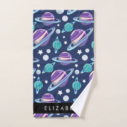 Weltraummuster, Planeten, Sterne, Galaxie, Ihr Nam Badhandtuch Set (Handtuch)