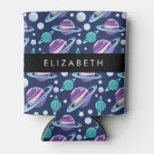 Weltraummuster, Planeten, Sterne, Galaxie, Ihr Nam Dosenkühler (Vorderseite)