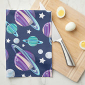 Weltraummuster, Planeten, Sterne, Galaxie, Ihr Nam Geschirrtuch (Viertel Falte)