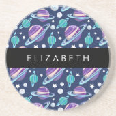 Weltraummuster, Planeten, Sterne, Galaxie, Ihr Nam Getränkeuntersetzer (Vorne)