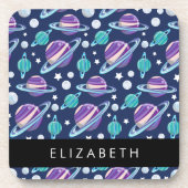 Weltraummuster, Planeten, Sterne, Galaxie, Ihr Nam Getränkeuntersetzer (Vorderseite)