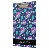 Weltraummuster, Planeten, Sterne, Galaxie, Ihr Nam Klemmbrett (Links)