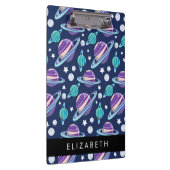 Weltraummuster, Planeten, Sterne, Galaxie, Ihr Nam Klemmbrett (Rechts)